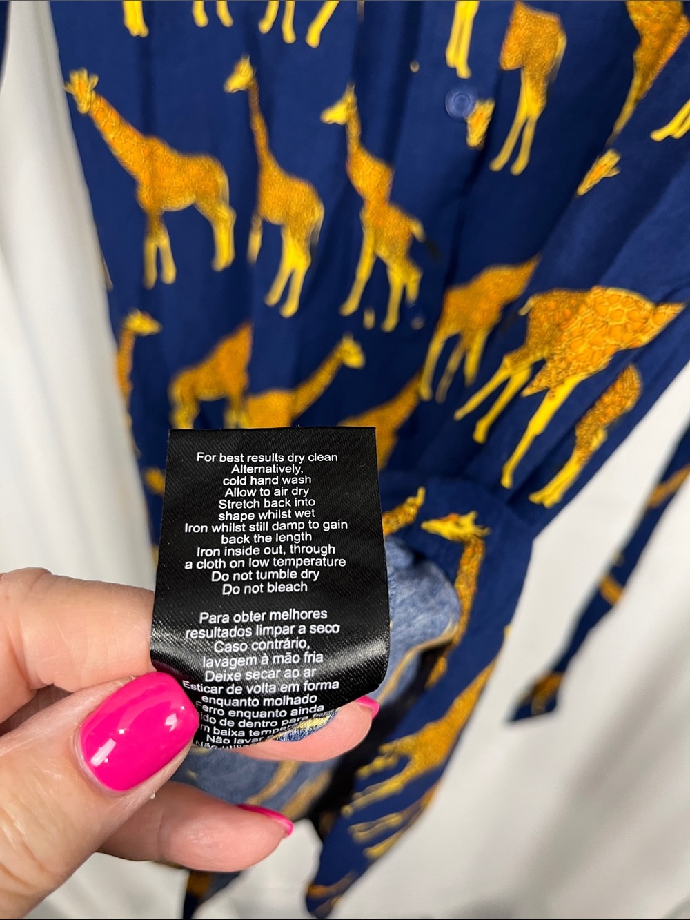 Sugar Hill Shirt Dress The Reva 10 Navy Gold Giraffe Print Belt 100% Viscose EUC - Picture 6 of 10